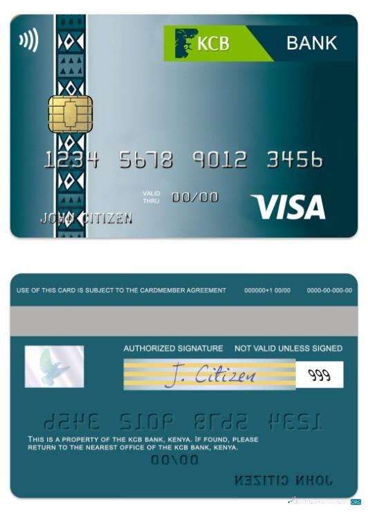 Download Kenya KCB Bank visa classic card Photoshop template